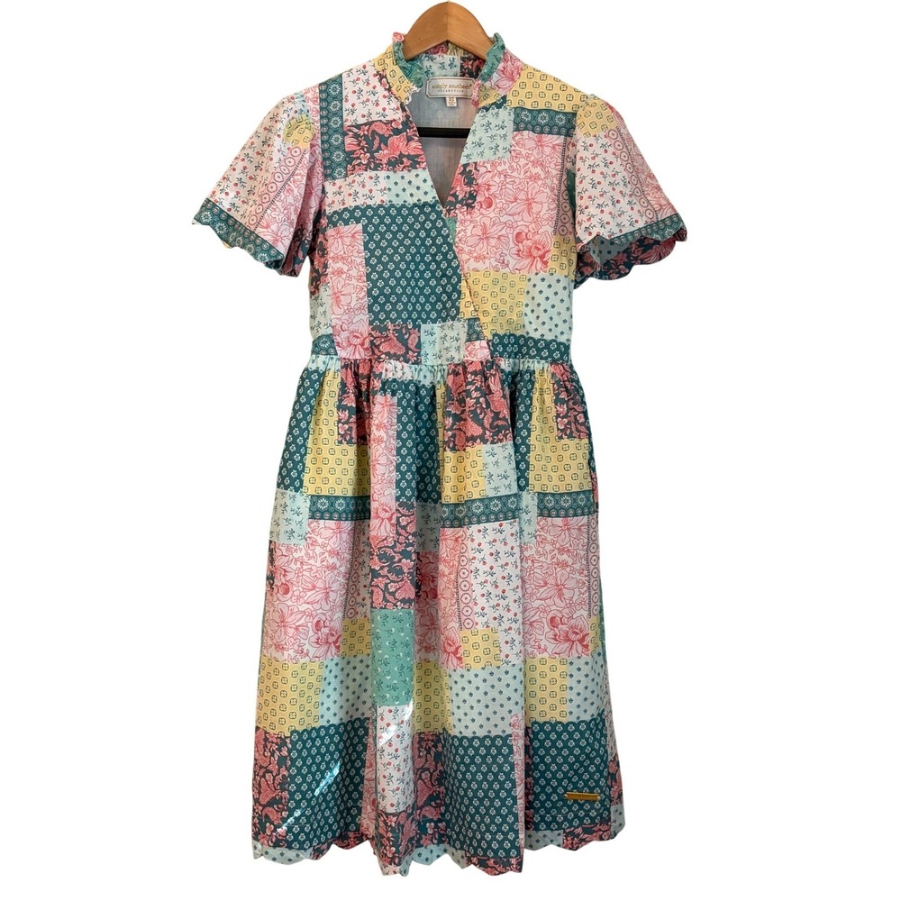 Simply Southern Patchwork Floral Midi Dress Cotton Quilt Preppy Boho Coastal XS